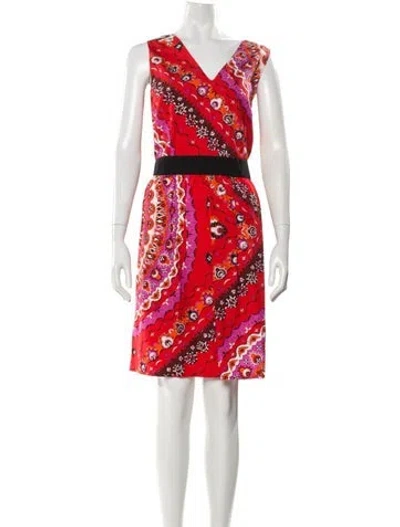 Pre-owned Pucci Printed Knee-length Dress W/ Tags In Red