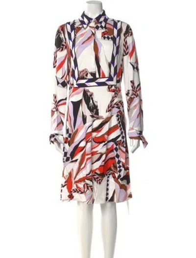 Pre-owned Pucci Printed Knee-length Dress W/ Tags In White