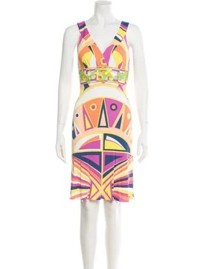 Pre-owned Pucci Printed Knee-length Dress W/ Tags In Yellow