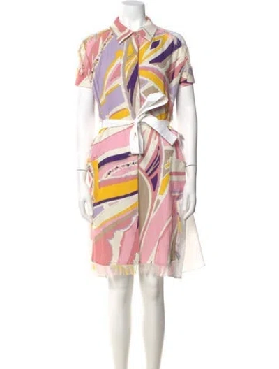 Pre-owned Pucci Printed Knee-length Dress In White
