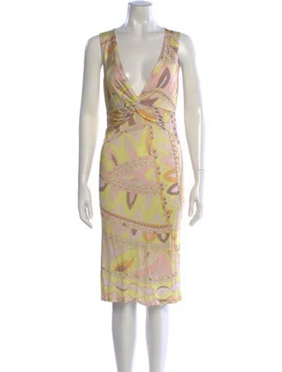 Pre-owned Pucci Printed Knee-length Dress In Yellow