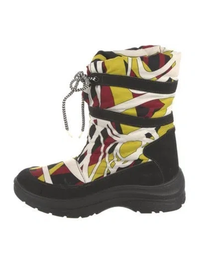 Pre-owned Pucci Printed Lace-up Boots In Black