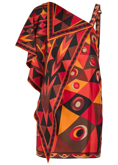 Pucci Printed Layered Silk-twill Mini Dress In Multi