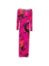 Pucci Orchidee-print Tulle Dress In Fuchsia Black In Multi