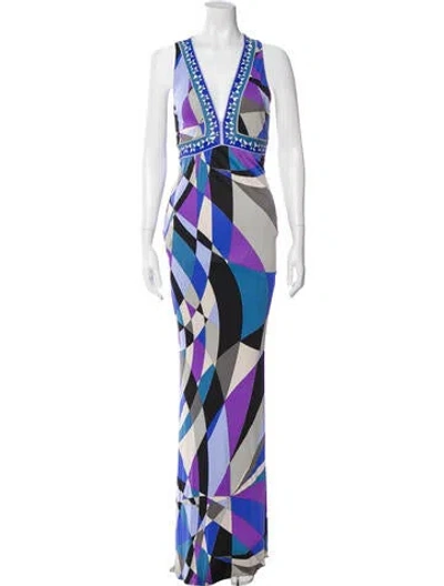 Pre-owned Pucci Printed Long Dress In Black