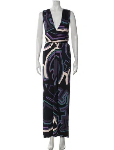 Pre-owned Pucci Printed Long Dress In Black