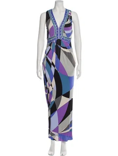 Pre-owned Pucci Printed Long Dress In Blue