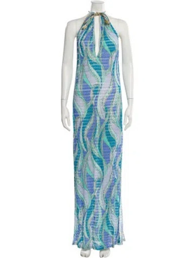 Pre-owned Pucci Printed Long Dress In Blue