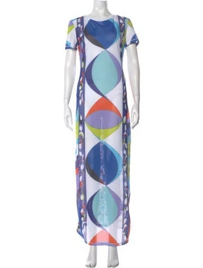 Pre-owned Pucci Printed Long Dress In Blue