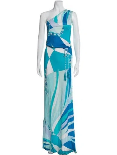 Pre-owned Pucci Printed Long Dress In Blue