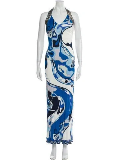 Pre-owned Pucci Printed Long Dress In Blue