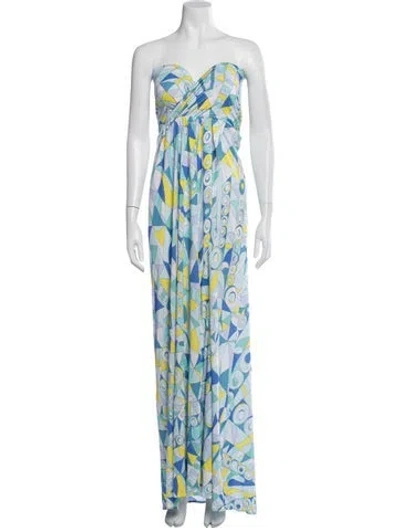 Pre-owned Pucci Printed Long Dress In Blue