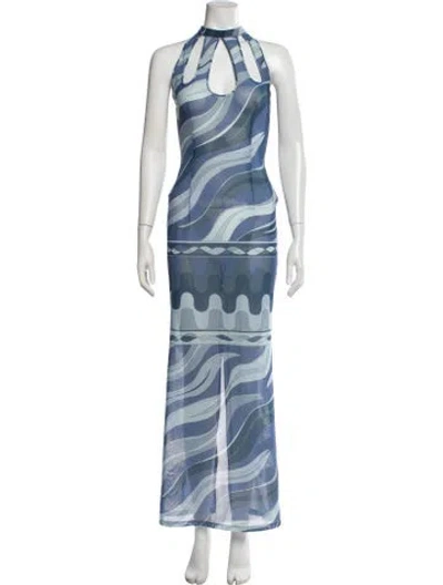 Pre-owned Pucci Printed Long Dress In Blue