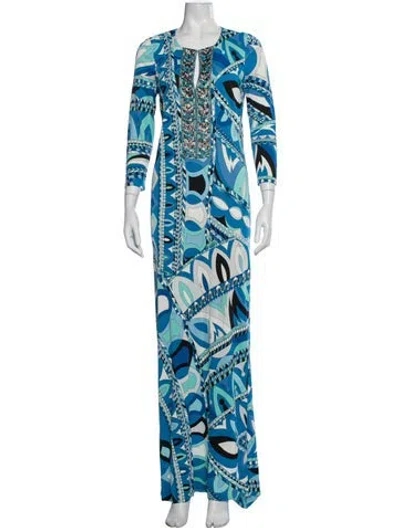 Pre-owned Pucci Printed Long Dress In Blue