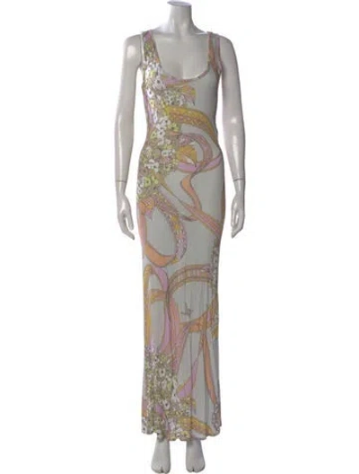 Pre-owned Pucci Printed Long Dress In Gray