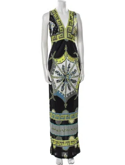 Pre-owned Pucci Printed Long Dress In Green