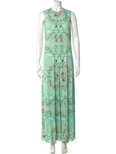 Pre-owned Pucci Printed Long Dress In Green