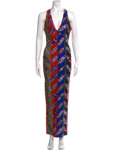 Pre-owned Pucci Printed Long Dress In Multi