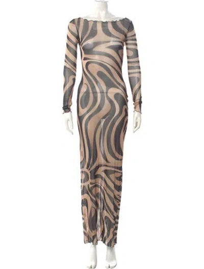 Pre-owned Pucci Printed Long Dress In Neutral