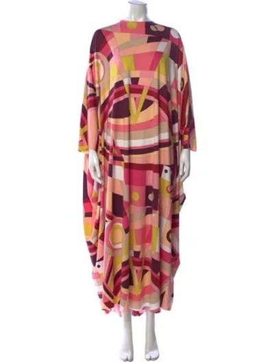 Pre-owned Pucci Printed Long Dress In Neutrals/pink