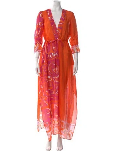 Pre-owned Pucci Printed Long Dress In Orange