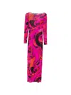 Pucci Orchidee-print Tulle Dress In Fuchsia Black In Pink