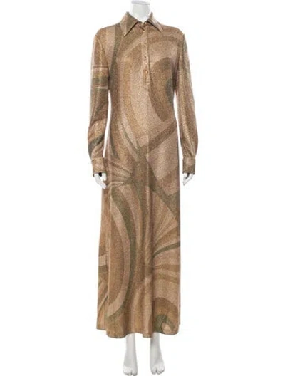 Pre-owned Pucci Printed Long Dress W/ Tags In Gold