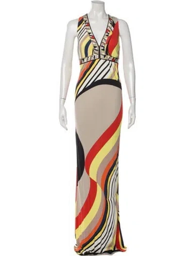 Pre-owned Pucci Printed Long Dress W/ Tags In Neutral