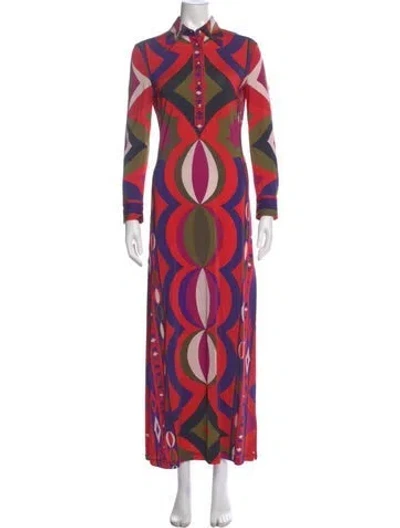 Pre-owned Pucci Printed Long Dress W/ Tags In Red