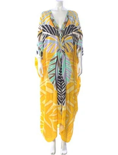 Pre-owned Pucci Printed Long Dress W/ Tags In Yellow
