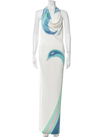 Pre-owned Pucci Printed Long Dress In White