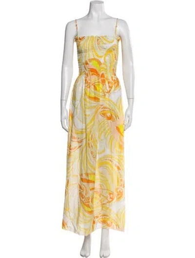 Pre-owned Pucci Printed Long Dress In Yellow