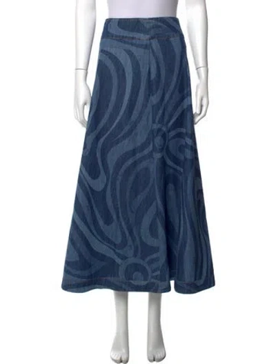 Pre-owned Pucci Printed Long Skirt In Blue