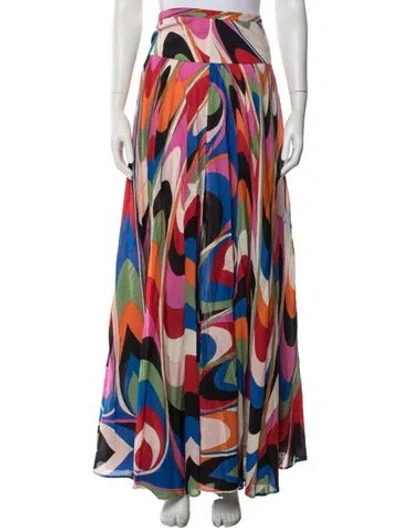 Pre-owned Pucci Printed Long Skirt In Blue/green