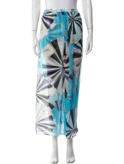 Pre-owned Pucci Printed Long Skirt In Blue/white