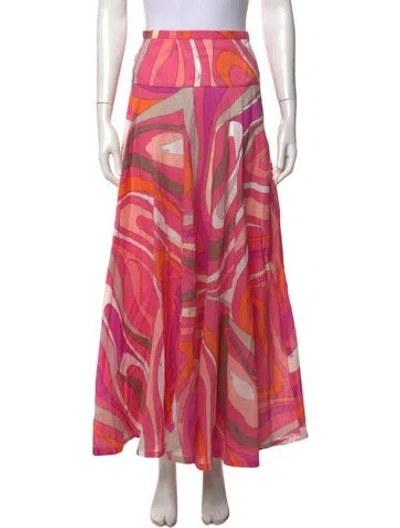 Pre-owned Pucci Printed Long Skirt In Pink