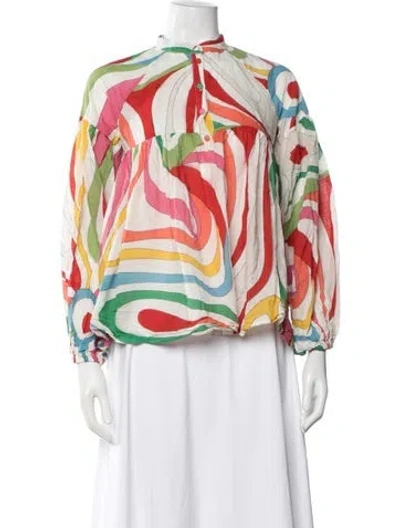 Pre-owned Pucci Printed Long Sleeve Blouse In White