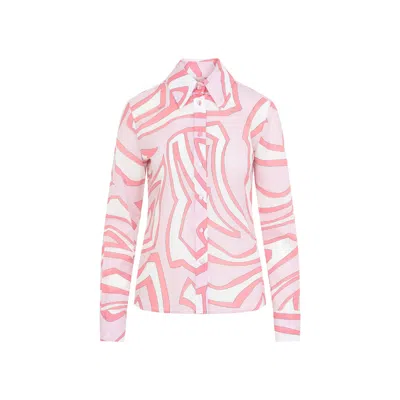 Pucci Printed Long Sleeve Button-up Shirt In Pink