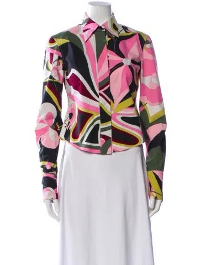 Pre-owned Pucci Printed Long Sleeve Button-up Top In Multi