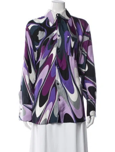 Pre-owned Pucci Printed Long Sleeve Button-up Top In Multi