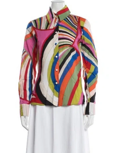 Pre-owned Pucci Printed Long Sleeve Button-up Top In Multi