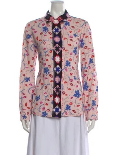 Pre-owned Pucci Printed Long Sleeve Button-up Top In Pink