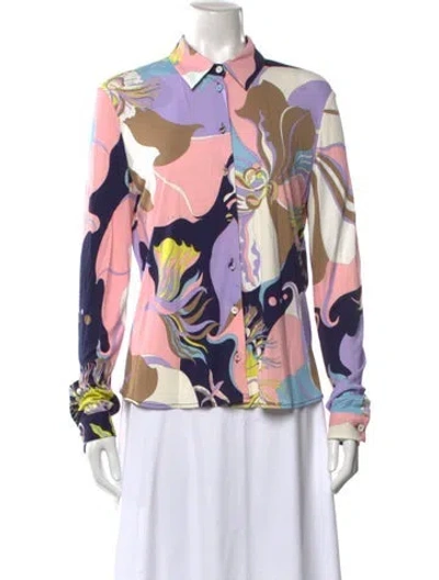 Pre-owned Pucci Printed Long Sleeve Top In Blue