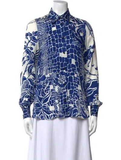 Pre-owned Pucci Printed Long Sleeve Top In Blue