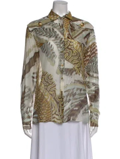Pre-owned Pucci Printed Long Sleeve Top In Green