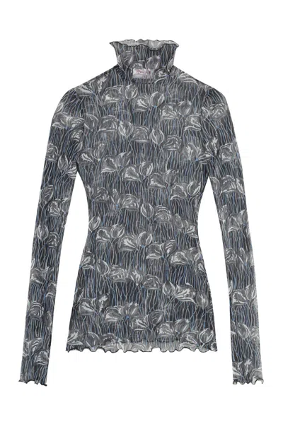 Pucci Printed Long-sleeve Top In Grey