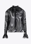 Pucci Marmo-print Silk Shirt In Gray