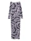 Pucci Maxi Dress With Abstract Pattern And Long Sleeves In Black