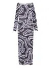 Pucci Maxi Dress With Abstract Pattern And Long Sleeves In Multi