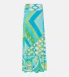 Pucci Vivara-print Maxi Skirt In Blue